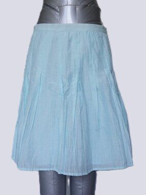 NWT J.Jill Women's Petite Cotton And Silk Crinkle Skirt Sky Blue 2P